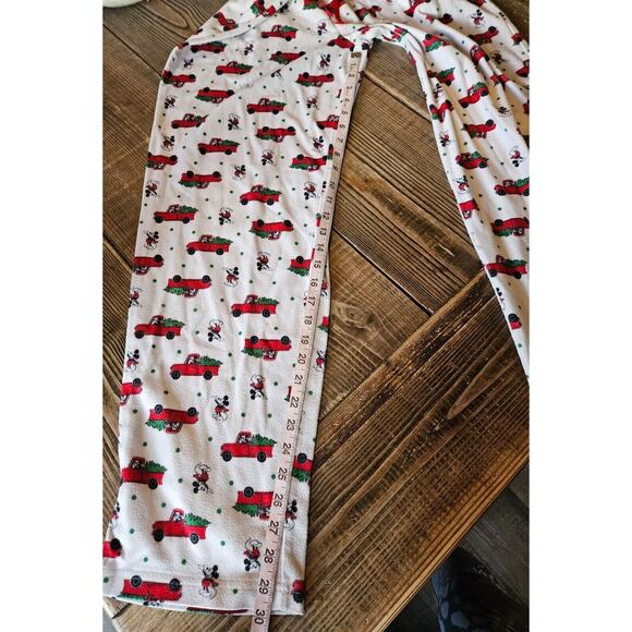 Mickey Mouse Pajama Pants Mens Large White Red Green Christmas Tree Drawstring - Picture 8 of 8